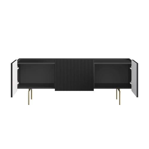 Szafka RTV Malmi 150 cm - czarny mat / złote nóżki